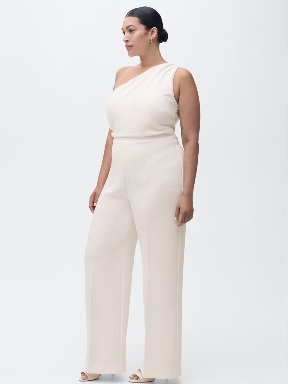 Mango One-Shoulder Wide-Leg Jumpsuit